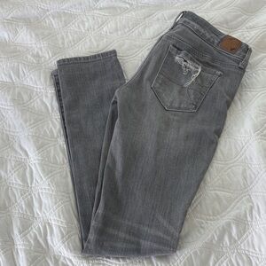 American Eagle Outfitters Women's Gray ripped jeans